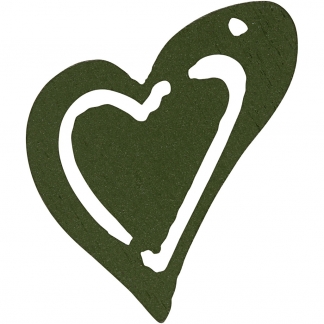 Asymmetrisk hjerte, str. 25x22 mm, tykkelse 1,7 mm, mørk grøn, 20 stk./ 1 pk.