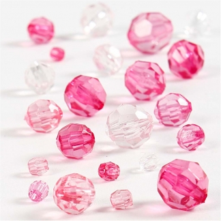 Harmoni Facetperlemix, str. 4-12 mm, hulstr. 1-2,5 mm, pink, 45 g/ 1 pk.