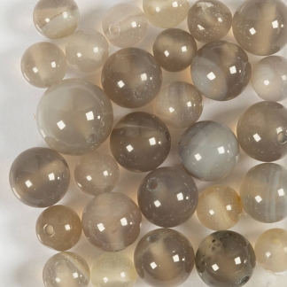 Agat stenperler, diam. 6+8+10 mm, hulstr. 0,9-1 mm, transparent grå, 28 stk./ 1 pk.