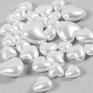 Voksperler, Hjerter, diam. 7-13 mm, hulstr. 1,3-1,5 mm, ca. 27 stk., perlemor, 32 stk./ 1 pk.