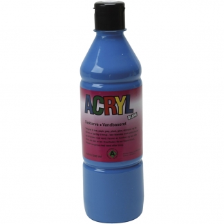 Akrylmaling, primær blå, 500 ml/ 1 fl.