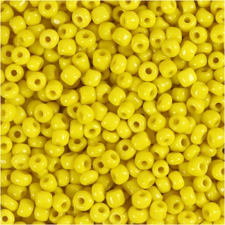 Rocaiperler, diam. 3 mm, str. 8/0 , hulstr. 0,6-1,0 mm, gul, 25g/ 1 pk.