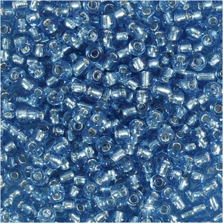 Rocaiperler, diam. 3 mm, str. 8/0, hulstr. 0,6-1,0 mm, turkis klar, 25g/ 1 pk.