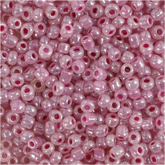 Rocaiperler, diam. 3 mm, str. 8/0 , hulstr. 0,6-1,0 mm, pink, 25 g/ 1 pk.