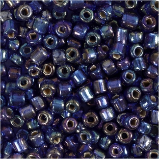 Rocaiperler, diam. 4 mm, str. 6/0 , hulstr. 0,9-1,2 mm, blå olie, 25 g/ 1 pk.