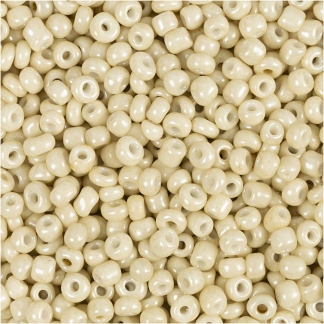 Rocaiperler, diam. 3 mm, str. 8/0 , hulstr. 0,6-1,0 mm, off white, 25g/ 1 pk.