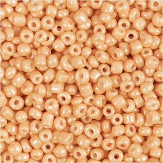 Rocaiperler, diam. 3 mm, str. 8/0 , hulstr. 0,6-1,0 mm, peach, 25 g/ 1 pk.