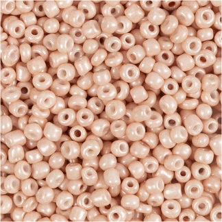 Rocaiperler, diam. 3 mm, str. 8/0 , hulstr. 0,6-1,0 mm, støvet rosa, 25 g/ 1 pk.