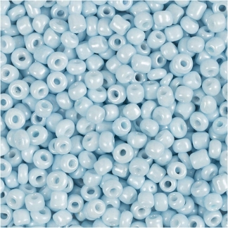 Rocaiperler, diam. 3 mm, str. 8/0, hulstr. 0,6-1,0 mm, lys blå, 25 g/ 1 pk.