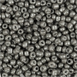 Rocaiperler, diam. 3 mm, str. 8/0 , hulstr. 0,6-1,0 mm, grå, 25 g/ 1 pk.