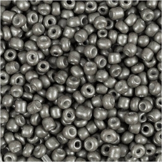 Rocaiperler, diam. 3 mm, str. 8/0 , hulstr. 0,6-1,0 mm, grå, 25g/ 1 pk.