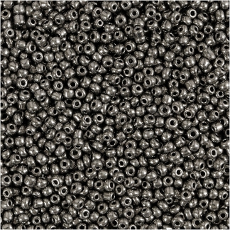 Rocaiperler, diam. 1,7 mm, str. 15/0 , hulstr. 0,5-0,8 mm, grå metal, 25 g/ 1 pk.