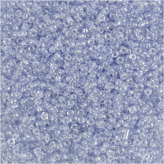 Rocaiperler, diam. 1,7 mm, str. 15/0 , hulstr. 0,5-0,8 mm, lyseblå, 25 g/ 1 pk.