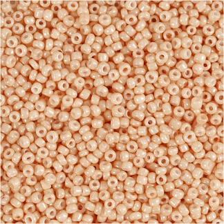 Rocaiperler, diam. 1,7 mm, str. 15/0, hulstr. 0,5-0,8 mm, lys fersken, 500 g/ 1 ps.