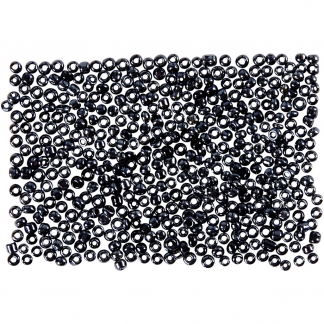 Rocaiperler, diam. 1,7 mm, str. 15/0 , hulstr. 0,5-0,8 mm, mørk grå, 500 g/ 1 ps.