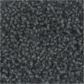 Rocaiperler 2-cut, diam. 1,7 mm, str. 15/0 , hulstr. 0,5 mm, transparent grå, 25 g/ 1 pk.