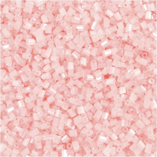 Rocaiperler 2-cut, diam. 1,7 mm, str. 15/0 , hulstr. 0,5 mm, transparent rosa, 25 g/ 1 pk.