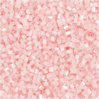 Rocaiperler 2-cut, diam. 1,7 mm, str. 15/0 , hulstr. 0,5 mm, transparent rosa, 25g/ 1 pk.