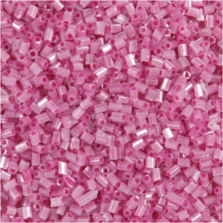 Rocaiperler 2-cut, diam. 1,7 mm, str. 15/0 , hulstr. 0,5 mm, rosa, 25 g/ 1 pk.