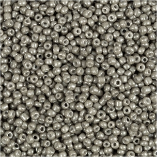 Rocaiperler, diam. 1,7 mm, str. 15/0 , hulstr. 0,5-0,8 mm, lys grå, 25 g/ 1 pk.