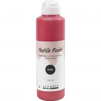 Tekstilmaling, perlemor, d&aelig;kkende, r&oslash;d, 250 ml/ 1 fl.