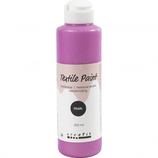 Tekstilmaling, perlemor, d&aelig;kkende, cyklame, 250 ml/ 1 fl.