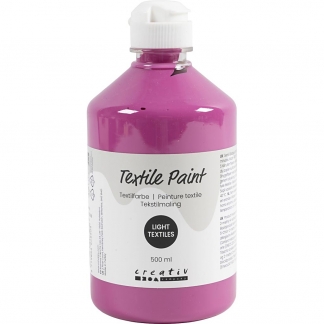 Tekstilmaling, halvd&aelig;kkende, pink, 500 ml/ 1 fl.