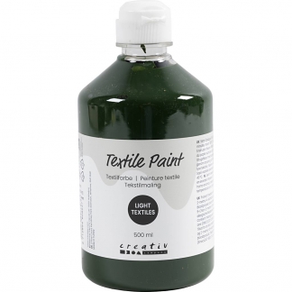 Tekstilmaling, halvd&aelig;kkende, olivengr&oslash;n, 500 ml/ 1 fl.
