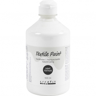 Tekstilmaling, halvd&aelig;kkende, hvid, 500 ml/ 1 fl.