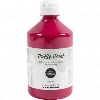 Tekstilmaling, halvd&aelig;kkende, prim&aelig;r r&oslash;d, 500 ml/ 1 fl.