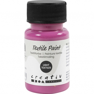 Tekstilmaling, halvd&aelig;kkende, pink, 50 ml/ 1 fl.