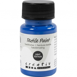 Tekstilmaling, halvd&aelig;kkende, prim&aelig;r bl&aring;, 50 ml/ 1 fl.