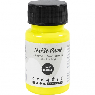 Tekstilmaling, halvd&aelig;kkende, neon gul, 50 ml/ 1 fl.