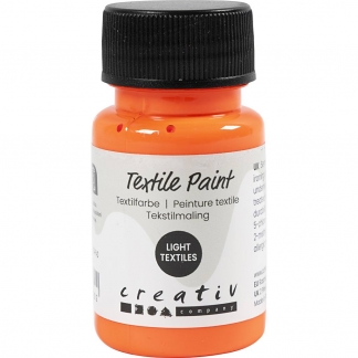 Tekstilmaling, halvd&aelig;kkende, neon orange, 50 ml/ 1 fl.