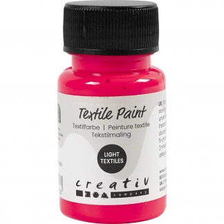 Tekstilmaling, halvd&aelig;kkende, neon pink, 50 ml/ 1 fl.