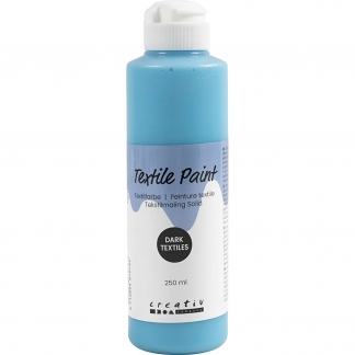 Tekstilmaling Solid, d&aelig;kkende, turkisbl&aring;, 250 ml/ 1 fl.