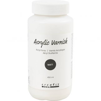 Akryl Slutfernis, mat, transparent, hvid, 450 ml/ 1 fl.
