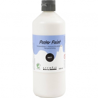 Temperamaling, mat, halvd&aelig;kkende, hvid, 500 ml/ 1 fl.