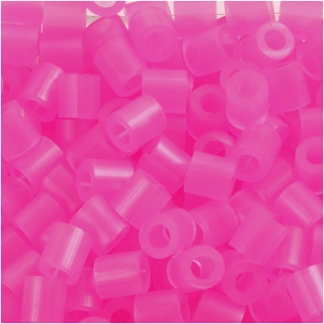 Rørperler, str. 5x5 mm, hulstr. 2,5 mm, medium, rosa neon (32257), 1100 stk./ 1 pk.