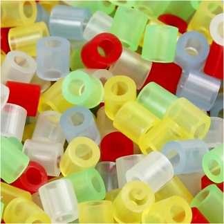 Rørperler, str. 5x5 mm, hulstr. 2,5 mm, medium, transparente farver, 6000 ass./ 1 pk.