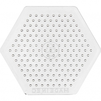 Perleplade, lille sekskant, medium, str. 7 cm, transparent, 1 stk.