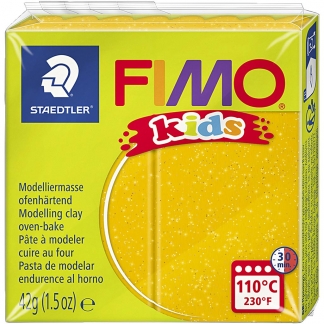 FIMO® Kids ler, glitter, guld, 42 g/ 1 pk.