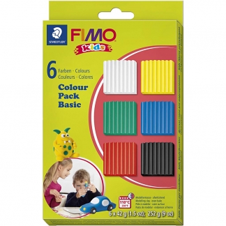 FIMO® Kids ler, standardfarver, 6x42 g/ 1 pk.