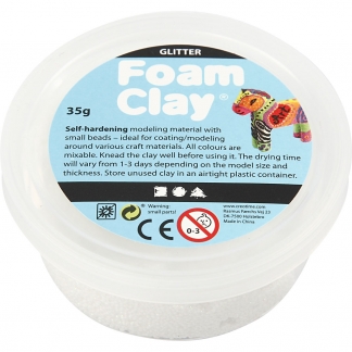 Foam Clay®, glitter, hvid, 35 g/ 1 ds.