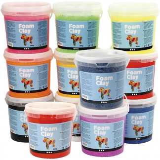 Foam Clay®, Indhold kan variere, ass. farver, 12x560 g/ 1 pk.