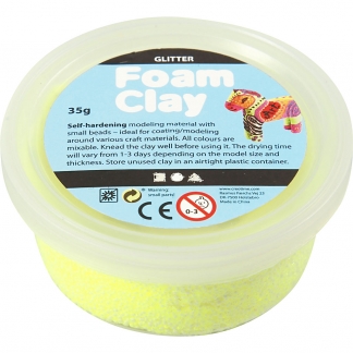 Foam Clay®, glitter, gul, 35 g/ 1 ds.