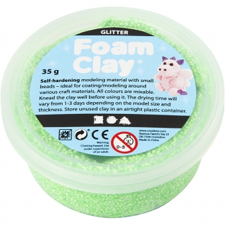 Foam Clay®, glitter, grøn, 35 g/ 1 ds.
