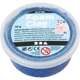 Foam Clay®, glitter, blå, 35 g/ 1 ds.