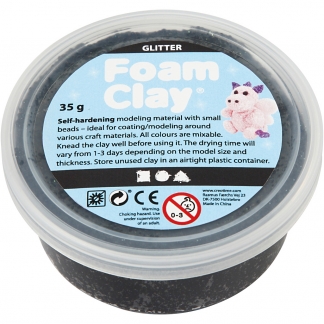 Foam Clay®, sort glitter, 35 g/ 1 ds.