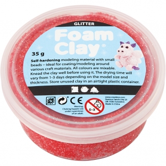 Foam Clay®, glitter, rød, 35 g/ 1 ds.